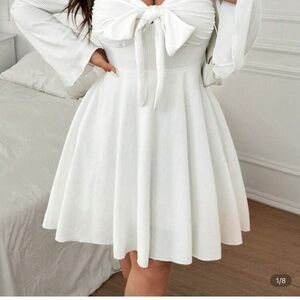 Elegant White Bow-Tie Dress